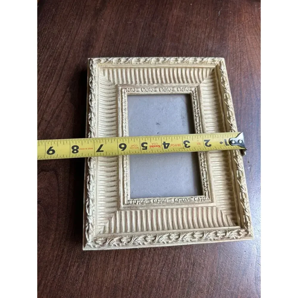 Vintage cream heavily textured photo frame French mirror ribbed pattern Thailand